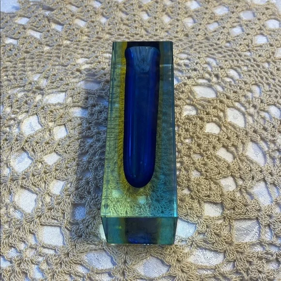 Vintage 1930’s Murano glass vase Blue & Gold Glass. - Picture 5 of 6